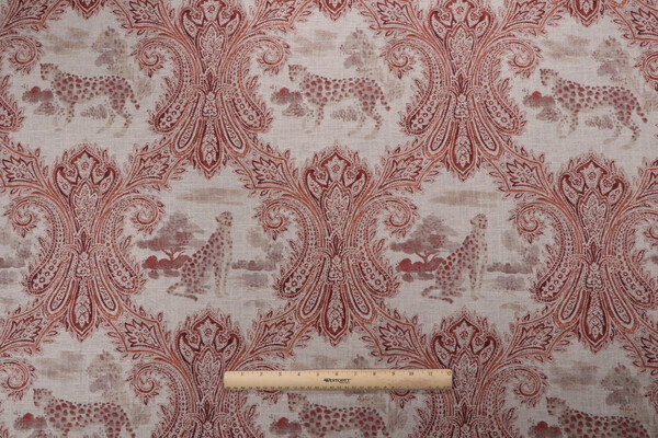P Kaufmann Madagascar Printed Linen Blend Drapery Fabric in Cinnabar