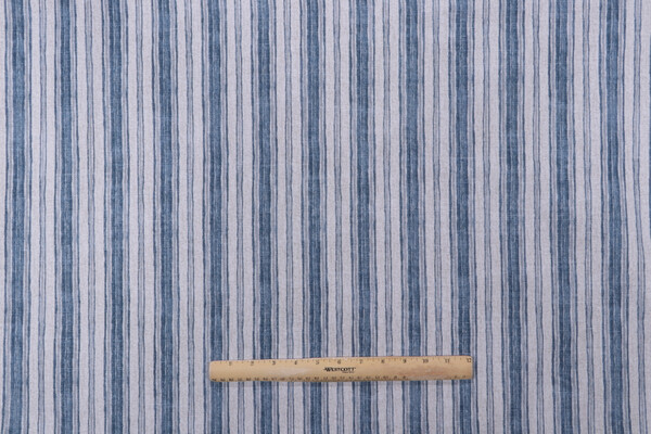 Magnolia Home Brunswick Printed Cotton Drapery Fabric in Denim