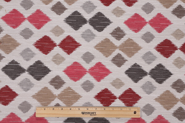 Mozart Tapestry Upholstery Fabric in Red/Multi