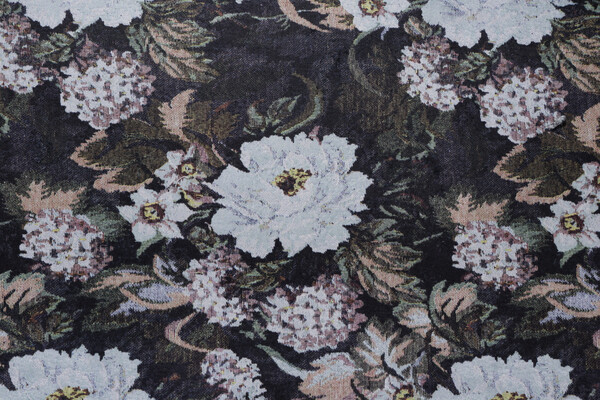 Shackton Printed Velvet Upholstery Fabric in Midnight