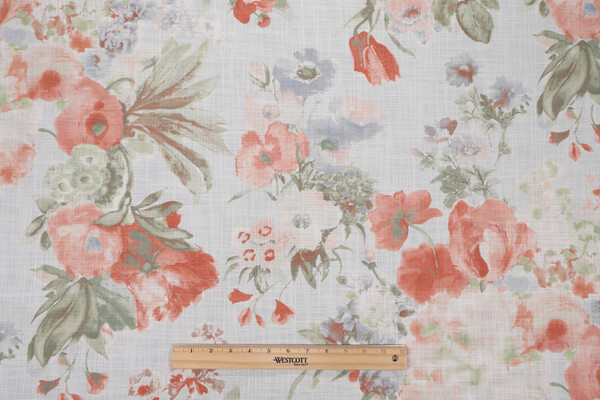 PK Lifestyles Midsummer Day Printed Cotton Drapery Fabric in Melon