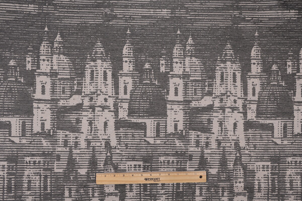Sunbrella City Skyline Woven Solution Dyed Acrylic Outdoor Fabric in Taupe & Black