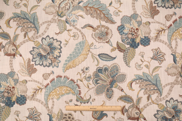 P Kaufmann Finders Keepers Printed Cotton Drapery Fabric in French Blue