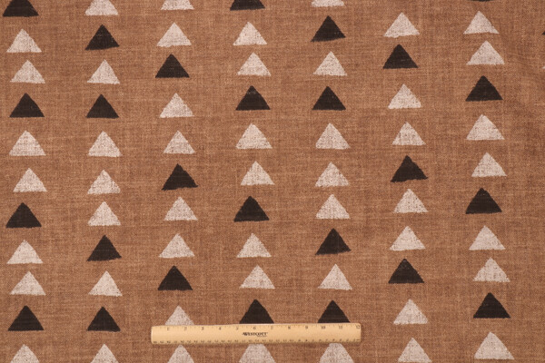 PK Lifestyles Nomadic Triangle Printed Linen Blend Drapery Fabric in Clay