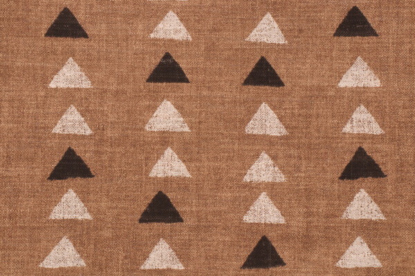 PK Lifestyles Nomadic Triangle Printed Linen Blend Drapery Fabric in Clay