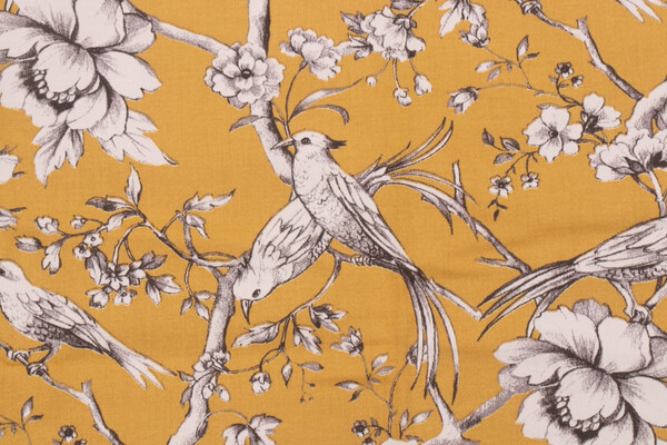 Stof France Fauvette Printed Cotton Drapery Fabric in Moutarde