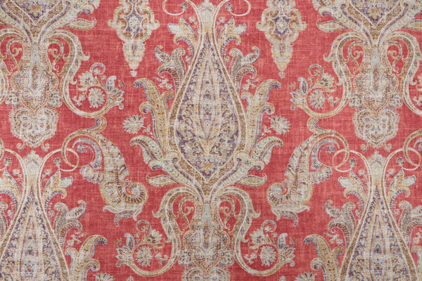 P Kaufmann Fair Trade/Cir Printed Linen Blend Drapery Fabric in Tomato