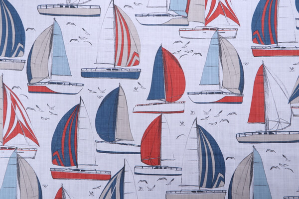 Stof France Larmor Printed Cotton Drapery Fabric in Terracotta