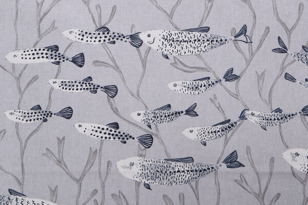 Stof France Merlu Printed Drapery Fabric in Gris