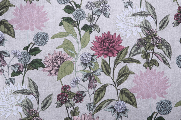 Stof France Clothilde Printed Cotton Drapery Fabric in Rose