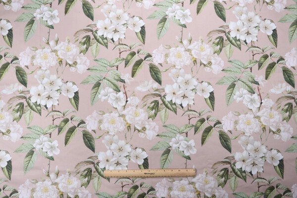 Stof France Roseraie Printed Cotton Drapery Fabric in Pouche