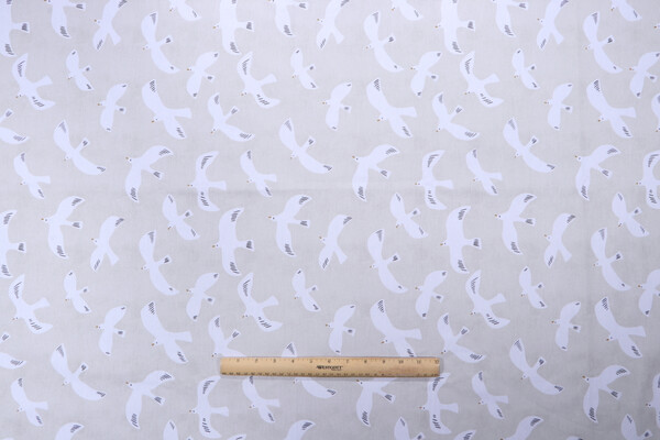 Stof France Mouette Printed Cotton Twill Drapery Fabric in Naturel