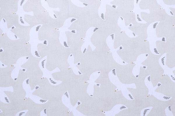 Stof France Mouette Printed Cotton Twill Drapery Fabric in Naturel