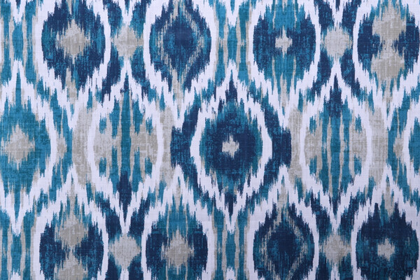 Stof France Jimena Printed Cotton Drapery Fabric in Bleu