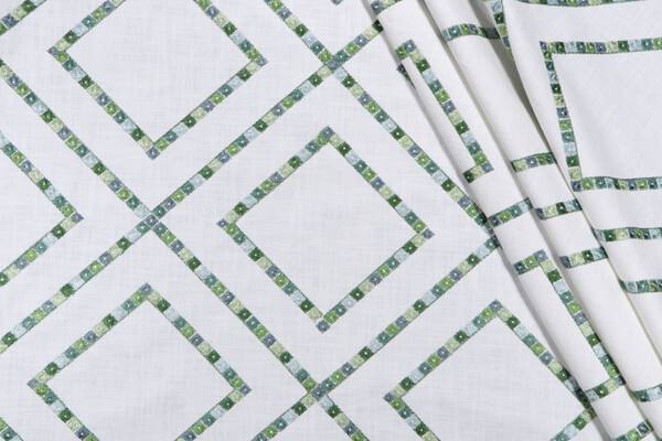 PK Lifestyles Beaded Lattice Embroidered Drapery Fabric in Meadow