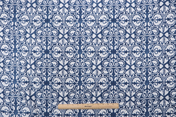Kaufmann Palazzo Printed Drapery Fabric in Indigo