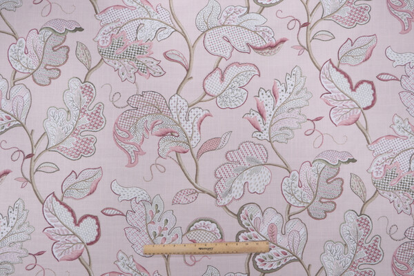 Kaufmann Luana Printed Cotton Drapery Fabric in Pink Pearl