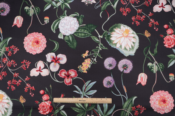 P Kaufmann Jardin De Fleurs Printed Cotton Drapery Fabric in Thunder