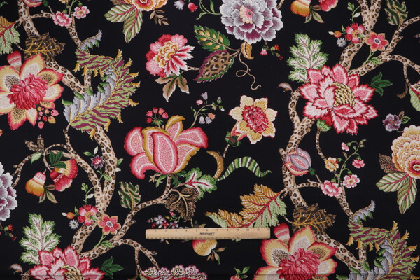 Kaufmann Makalo Printed Cotton Drapery Fabric in Blackbird