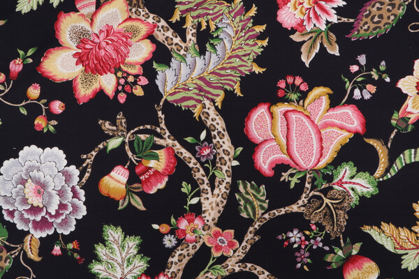 Kaufmann Makalo Printed Cotton Drapery Fabric in Blackbird