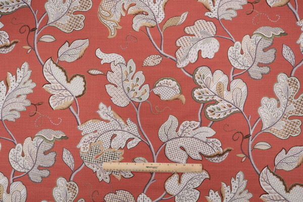 Kaufmann Luana Printed Cotton Drapery Fabric in Terracotta