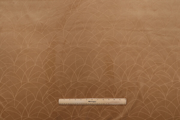 PK Lifestyles Curvature Embroidered Velveteen Decorator Fabric in Golden