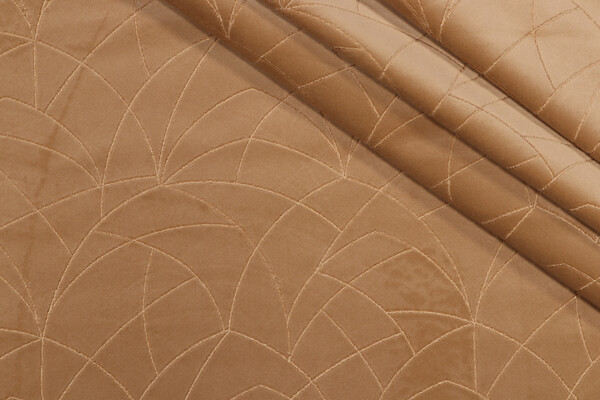 PK Lifestyles Curvature Embroidered Velveteen Decorator Fabric in Golden
