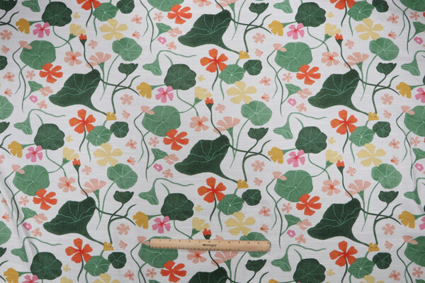Elana Gabrielle Nasturtiums Printed Cotton Drapery Fabric in Nectar for PK Lifestyles
