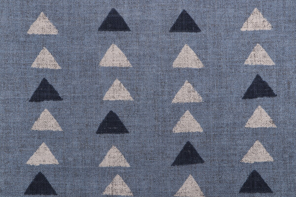 PK Lifestyles Nomadic Triangles Printed Drapery Fabric in Blue Smoke
