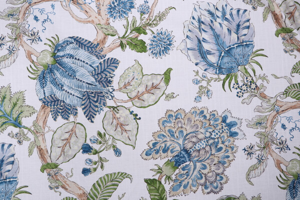 P Kaufmann Lamirada Printed Cotton Drapery Fabric in Capri