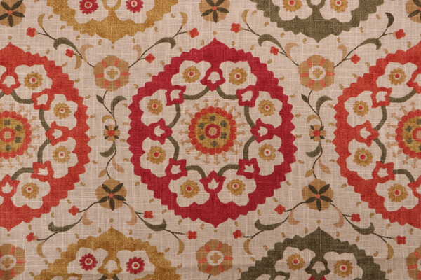 Richloom Cornwall Printed Linen Blend Drapery Fabric in Spice