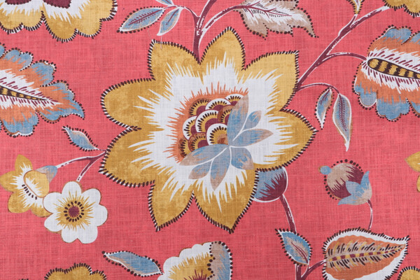 Hamilton Wellington Printed Cotton Drapery Fabric in Coral