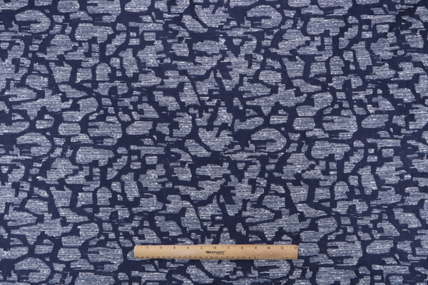 Hamilton Westlake Printed & Embroidered Cotton Drapery Fabric in Indigo
