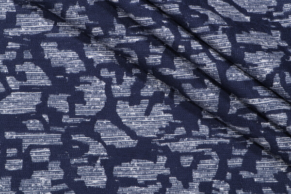 Hamilton Westlake Printed & Embroidered Cotton Drapery Fabric in Indigo