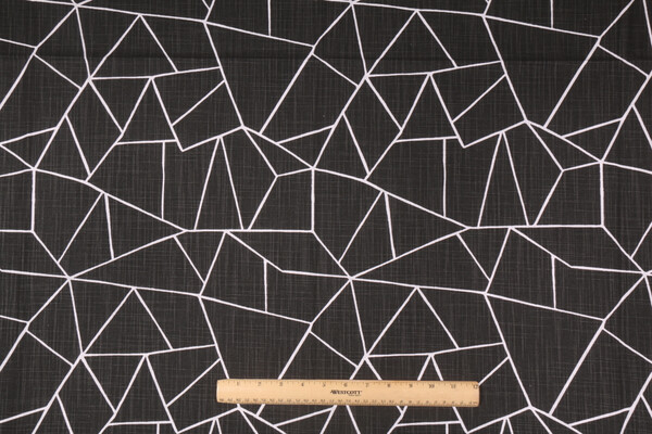 Premier Prints Cut Glass Slub Canvas Printed Cotton Drapery Fabric in Ink