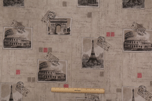 Vilber Postcard-10 Spanish Printed Drapery Fabric in Natural