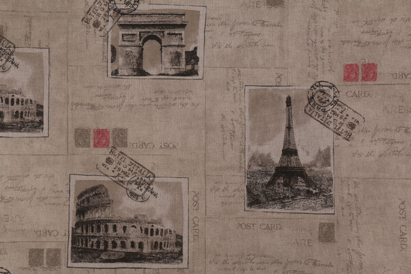 Vilber Postcard-10 Spanish Printed Drapery Fabric in Natural