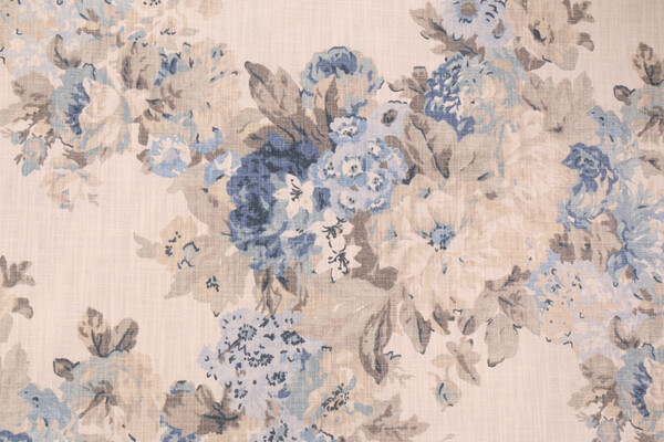 Waverly Juliet/Derby Printed Cotton Drapery Fabric in Bluebell
