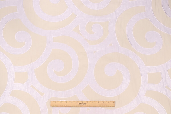 Kaufmann Icing Embroidered Cotton Drapery Fabric in Pearl