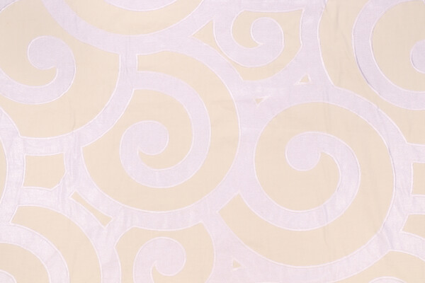 Kaufmann Icing Embroidered Cotton Drapery Fabric in Pearl