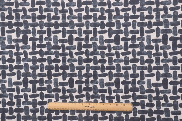 Premier Prints Farley Printed Polyester Outdoor Fabric in Passport Navy