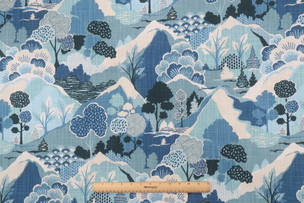 Covington Washburn Printed Cotton Drapery Fabric in 524-Mediterranean Blue