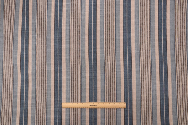 Waverly Long Hill Stripe Printed Printed Drapery Fabric in Dresden