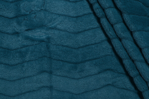PK Lifestyles Lush Chevron Faux-Fur Decorator Fabric in Teal