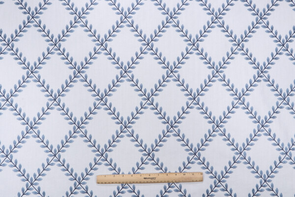 PK Lifestyles Clover Lane Emb Drapery Fabric in Porcelain