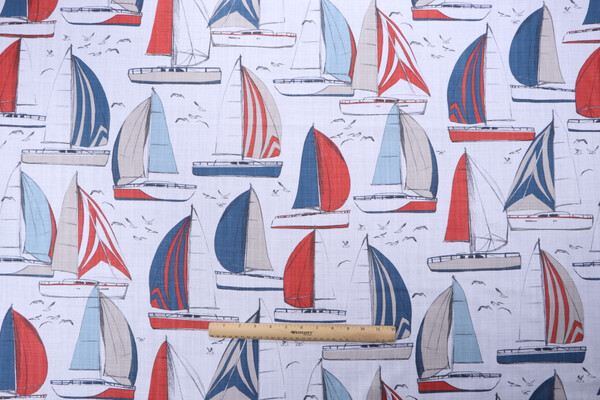 Stof France Larmor Printed Cotton Drapery Fabric in Terracotta