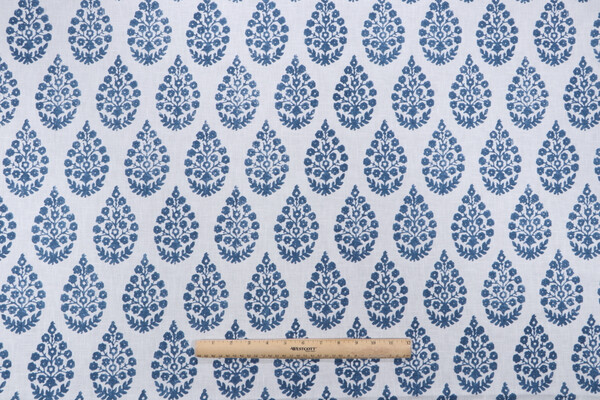 Kaufmann Meera Printed Drapery Fabric in Indigo