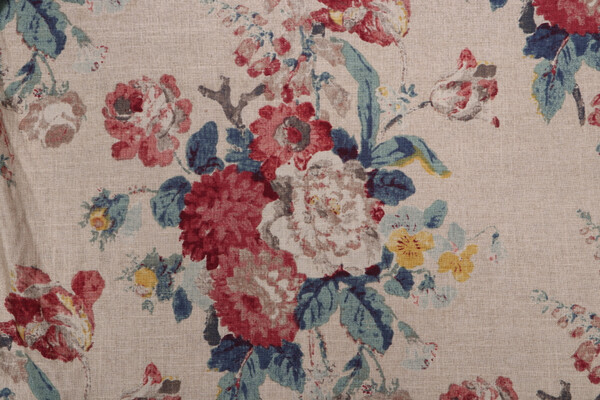 Waverly Nora Printed Linen Blend Drapery Fabric in Linen