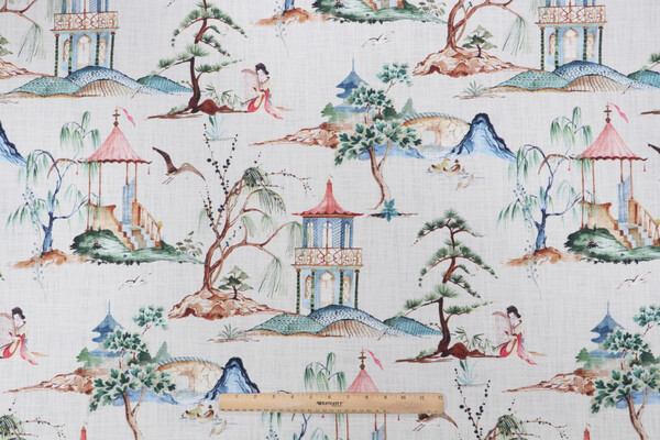 Hamilton Okayama Printed Cotton Drapery Fabric in Flax