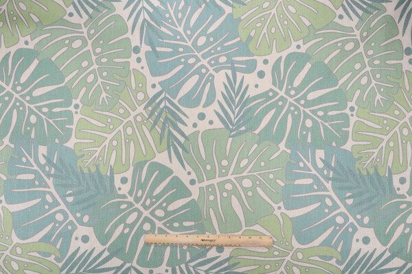 SunReal Palm Leaf Printed Outdoor Fabric in Green